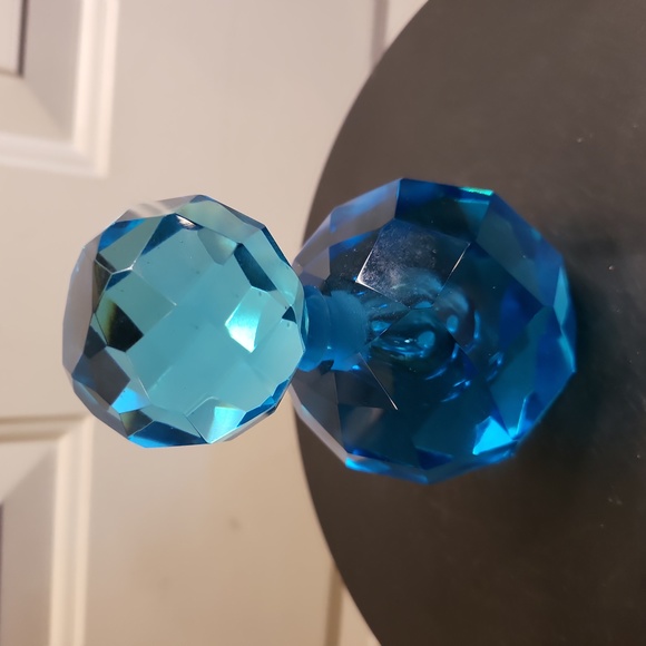 Vintage Blue Faceted Crystal Glass Perfume Bottle - Picture 11 of 11